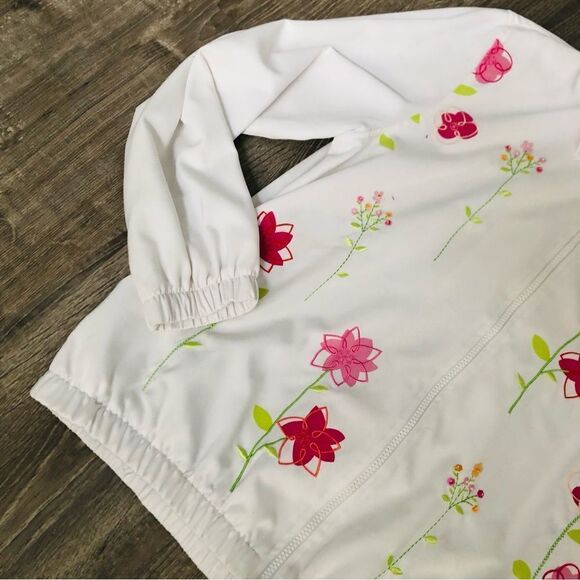 Alfred Dunner White Floral Beaded Long Sleeve Lightweight Zip Up Jacket Sz Small - Picture 5 of 10